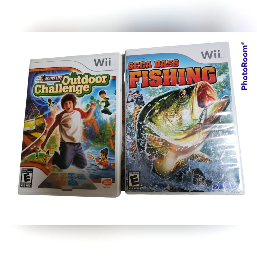 Wii Bass Fishing & Outdoor Challenge Game Bundle.